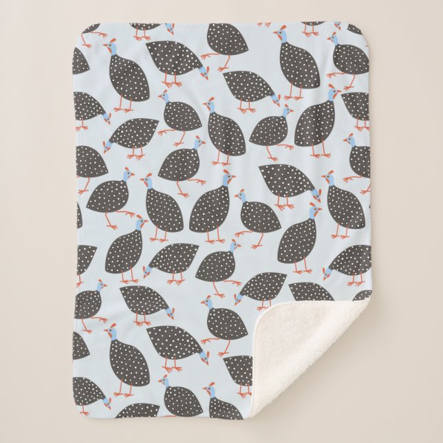 Guinea Fowl Cute Bird Pattern Sherpa Blanket (Front)