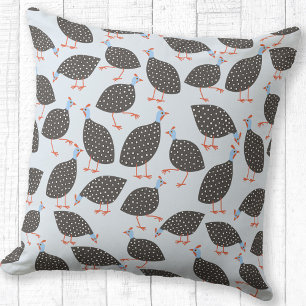 Guinea Fowl Cute Blue Cushion