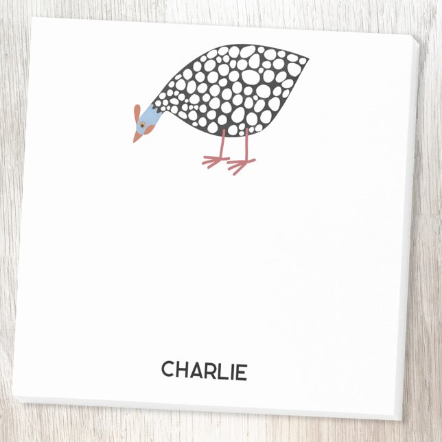Guinea Fowl Fun Personalised Post-it Notes (Personalized Guinea Fowl Post It notes)