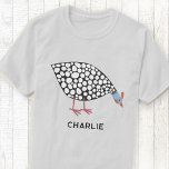 Guinea Fowl Personalised T-Shirt<br><div class="desc">A cute Guinea Hen having a contented peck.  Original art by Nic Squirrell. Change the name to personalise.</div>