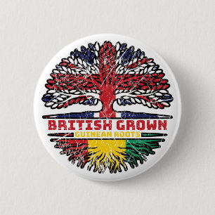 Guinea Guinean British UK Tree Roots Flag 6 Cm Round Badge