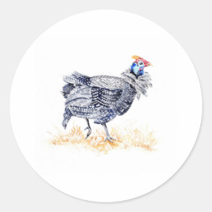 Guinea hen classic round sticker