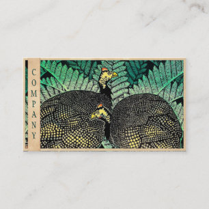 Guinea Hens kasamatsu shiro bird leaf japanese art Business Card