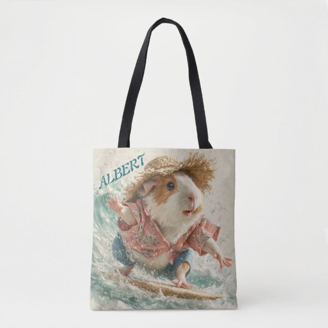 Guinea Pig Albert The Surfer Catching Waves  Tote Bag (Front)