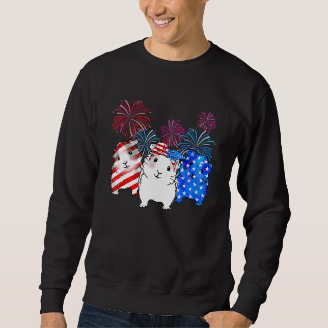 Guinea Pig American Flag 4th Of July Firework Patr Sweatshirt (Front)