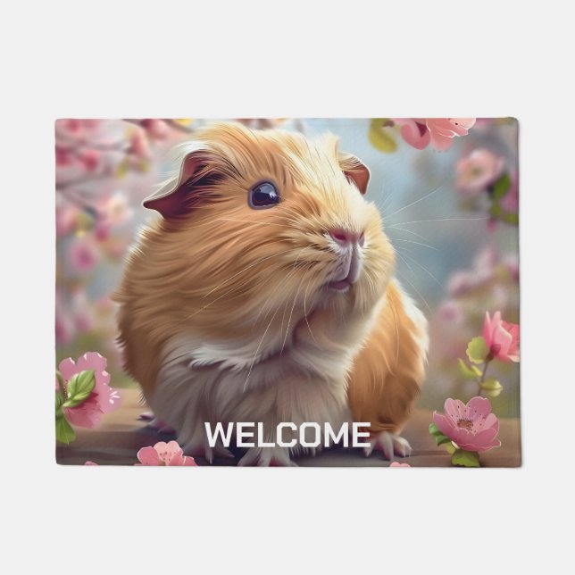 Guinea Pig Amidst Spring Blossoms Doormat (Front)