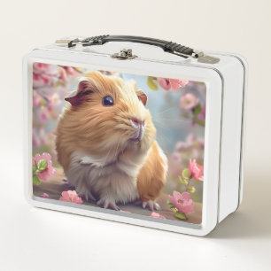 Guinea Pig Amidst Spring Blossoms Metal Lunch Box