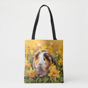 Guinea Pig Amongst The Daffodils Tote Bag