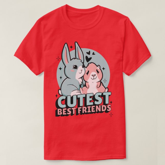 Guinea Pig And Bunny Cute  T-Shirt (Design Front)