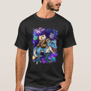 Guinea Pig And Sloth Riding T Rex In Space Costume T-Shirt