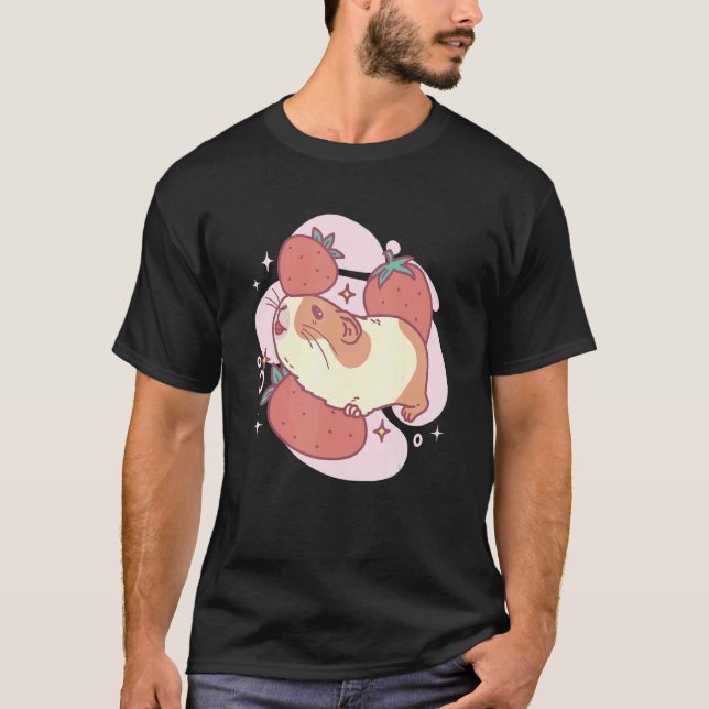 Guinea Pig And Strawberries Strawberry Rodent Pet  T-Shirt (Front)