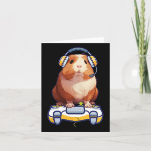 Guinea Pig And Video Gamer Lover Fluffy Cavy Gamer Card