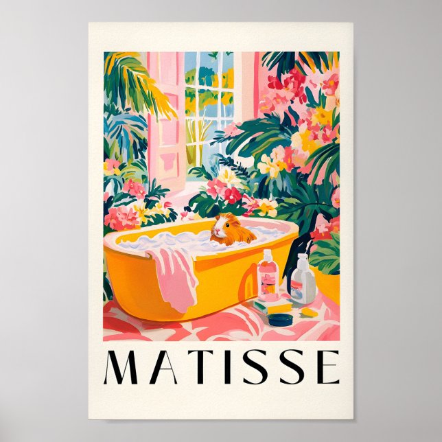 Guinea Pig Art Print, Funny Bathroom Print, Botani Poster (Front)