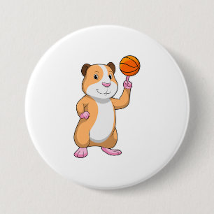 Guinea pig as Basketball player with Basketball.pn 7.5 Cm Round Badge
