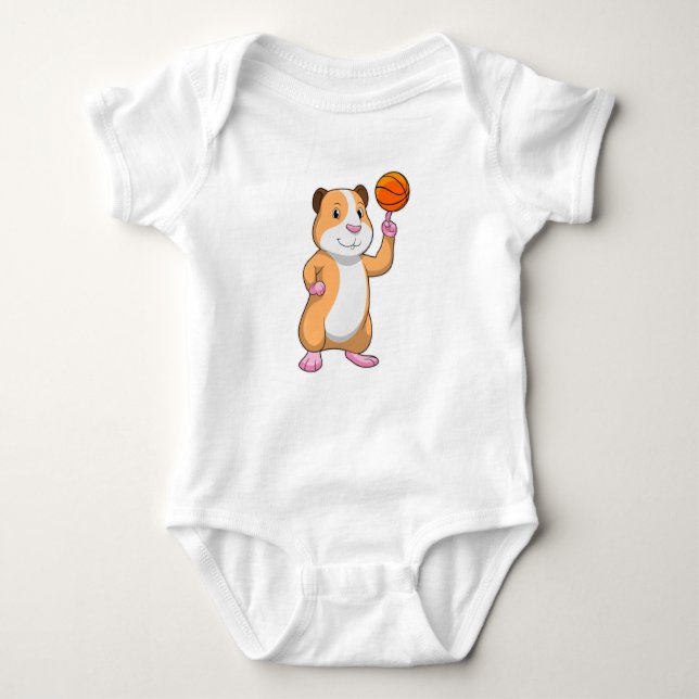 Guinea pig as Basketball player with Basketball.pn Baby Bodysuit (Front)