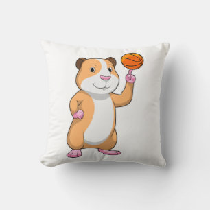 Guinea pig as Basketball player with Basketball.pn Cushion