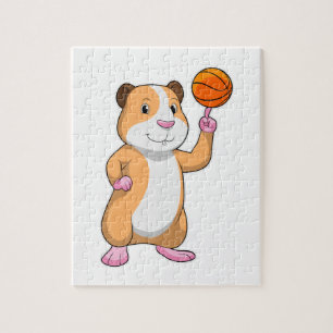 Guinea pig as Basketball player with Basketball.pn Jigsaw Puzzle