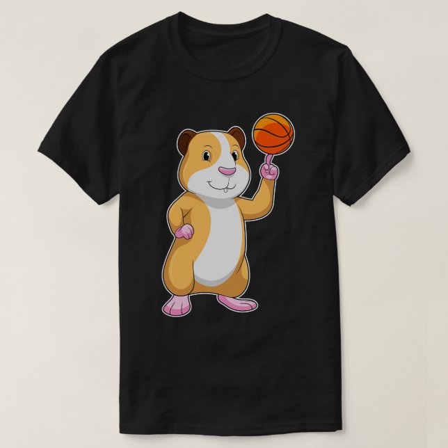 Guinea pig as Basketball player with Basketball T-Shirt (Design Front)