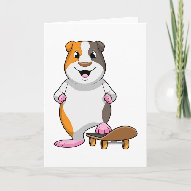 Guinea pig as Skater with Skateboard Card (Front)