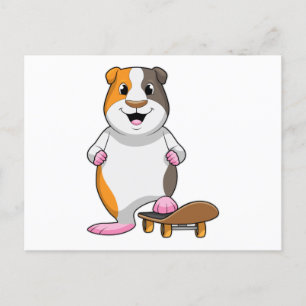 Guinea pig as Skater with Skateboard Postcard