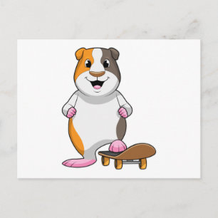 Guinea pig as Skater with Skateboard Postcard