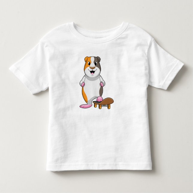 Guinea pig as Skater with Skateboard Toddler T-Shirt (Front)