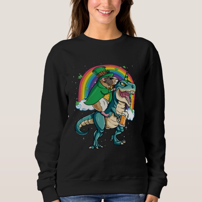 Guinea Pig Beer Dino Rex Horn Rainbow Sweatshirt (Front)
