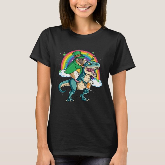 Guinea Pig Beer Dino Rex Horn Rainbow T-Shirt (Front)