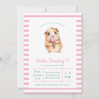 Guinea Pig Birthday Party Icecream Invitation