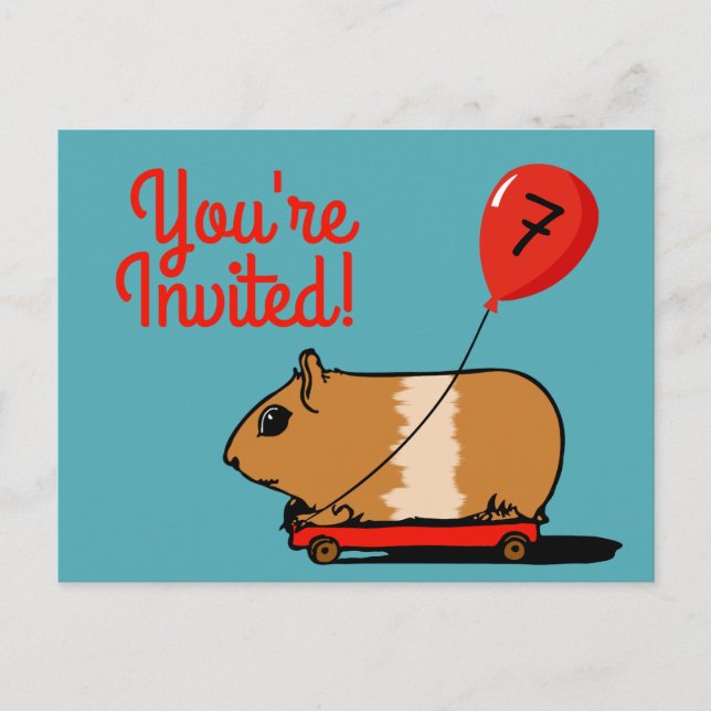 Guinea Pig Birthday Party Invitation Postcard (Front)