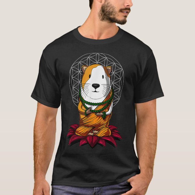 Guinea Pig Buddha Zen Yoga Meditation Funny Cavy P T-Shirt (Front)