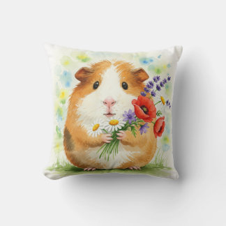 Guinea Pig Cavia Cavy Flowers Pillow