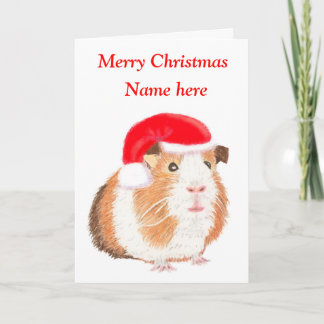 Guinea Pig Christmas card, customisable Holiday Card