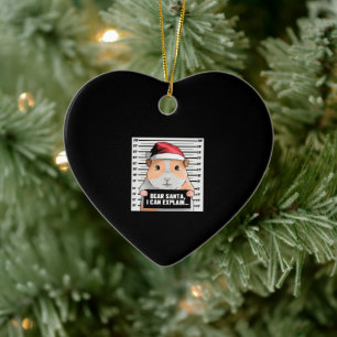 Guinea Pig Christmas Cavy Dear Santa I Can Explain Ceramic Ornament