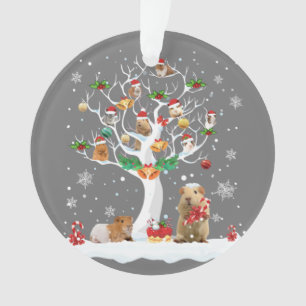 Guinea Pig Christmas On Winter Tree Goat Lover Paj Ornament