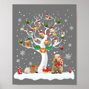 Guinea Pig Christmas On Winter Tree Goat Lover Paj Poster