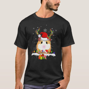 Guinea Pig Christmas Reindeer Christmas Lights Paj T-Shirt