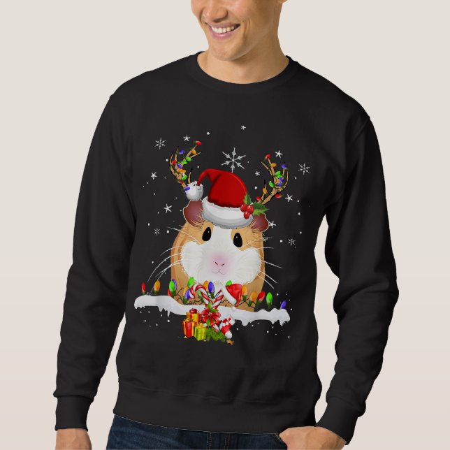 Guinea Pig Christmas Reindeer Christmas Lights Sweatshirt (Front)