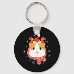 Guinea Pig Christmas Reindeer Key Ring