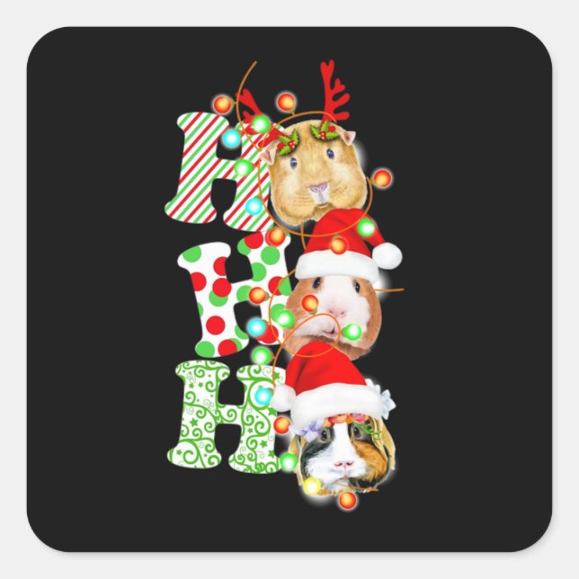 Guinea Pig Christmas Square Sticker (Front)