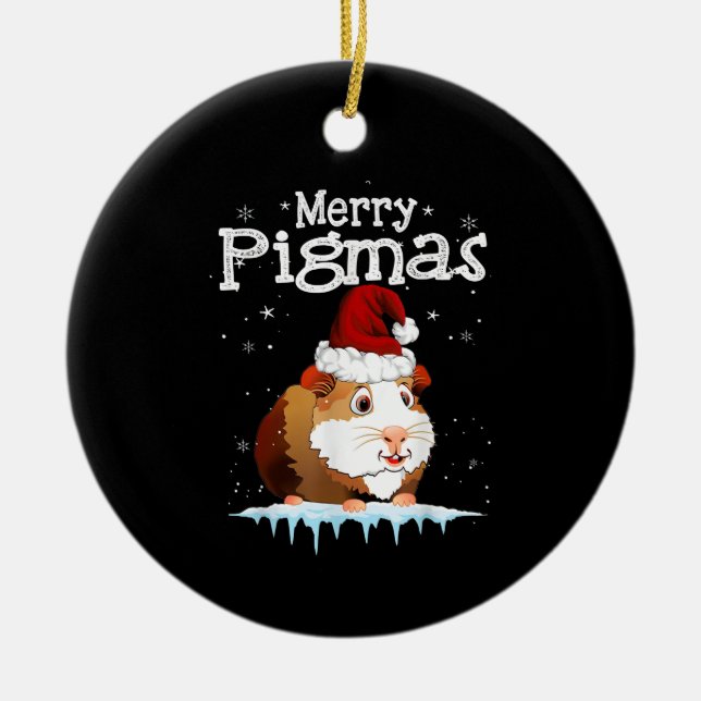 Guinea Pig Christmas Tree Ceramic Ornament (Front)
