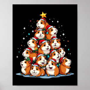 Guinea Pig Christmas Tree Funny Cavy Holiday Poster