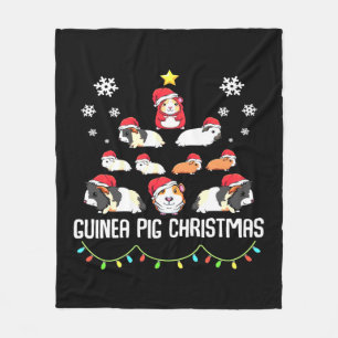 Guinea Pig Christmas Tree Funny Guinea Pig Lover Fleece Blanket