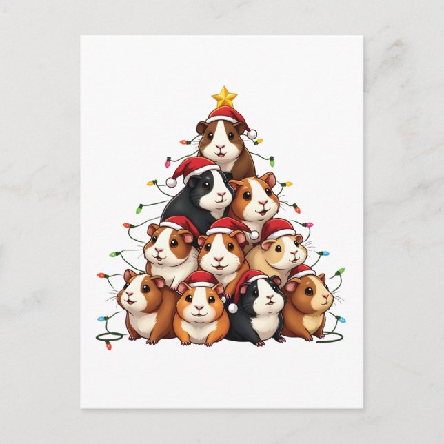 Guinea Pig Christmas Tree Merry Christmas Xmas Announcement Postcard (Front)