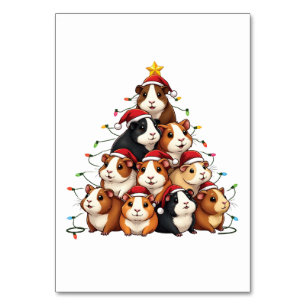 Guinea Pig Christmas Tree Merry Christmas Xmas Table Number