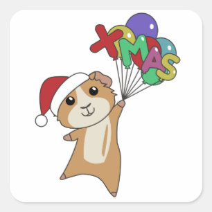 Guinea Pig Christmas Winter Animals Square Sticker