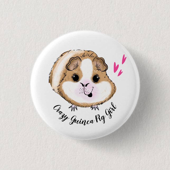 Guinea pig  crazy guinea pig girl 3 cm round badge (Front)