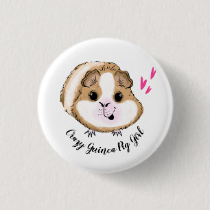 Guinea pig  crazy guinea pig girl 3 cm round badge