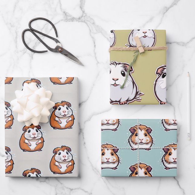 Guinea pig crazy guinea pig girl lady birthday wrapping paper sheet (Front)