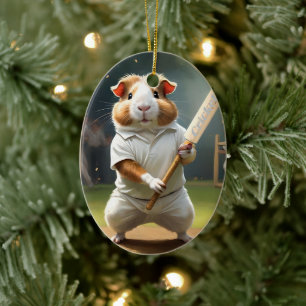 Guinea Pig Cricketer: Dressed In Whites Ceramic Ornament